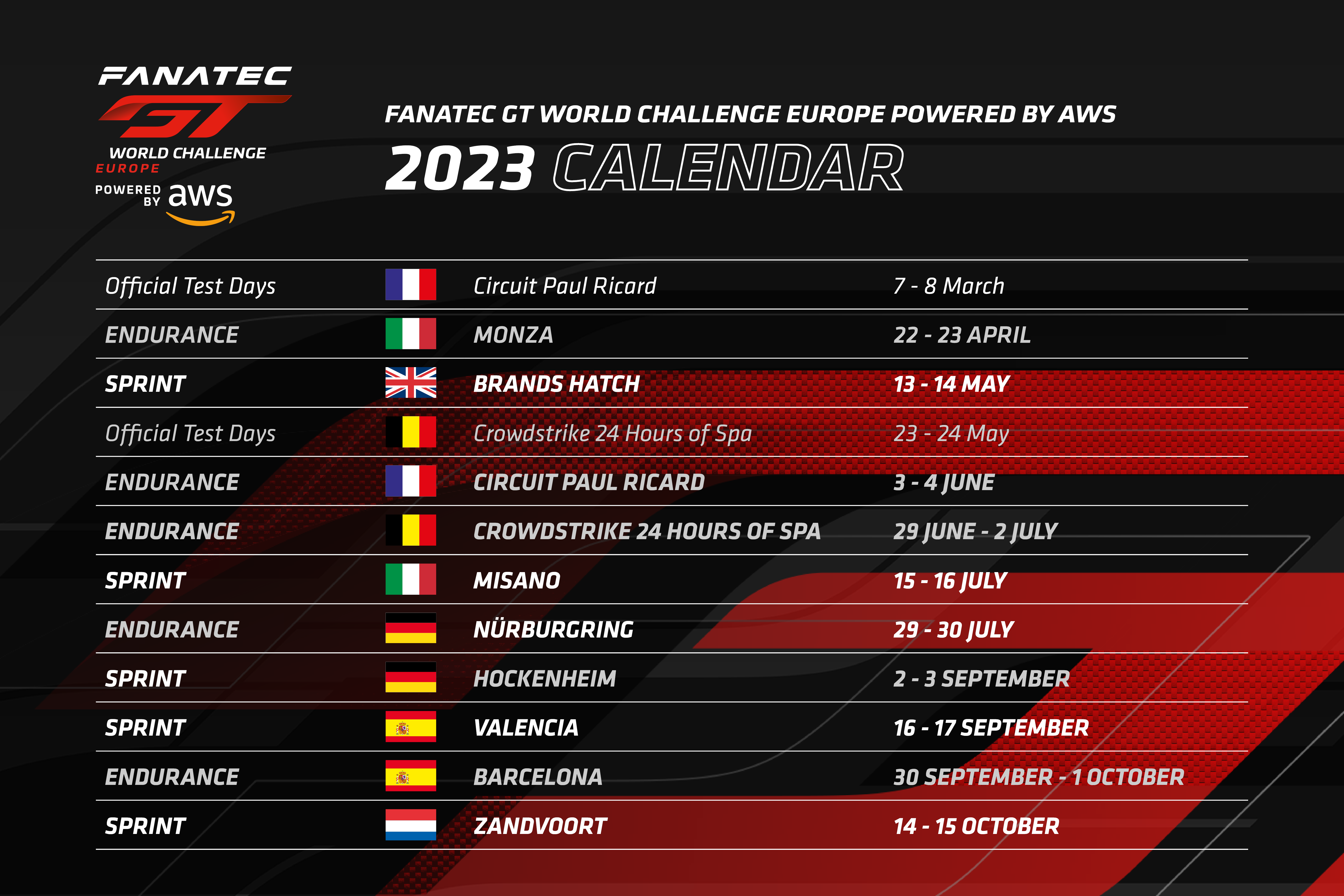 SRO Motorsports Group announces calendar changes for 2023 European